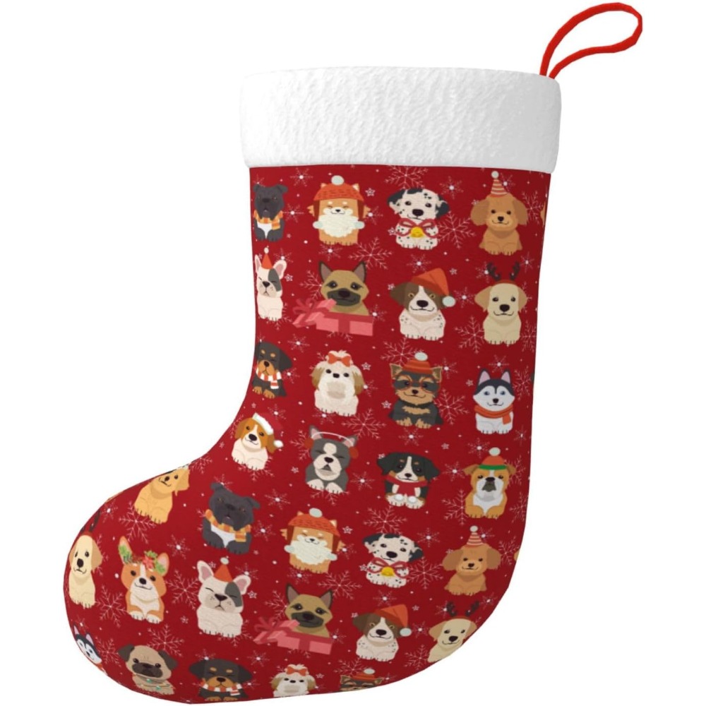 Christmas Stocking Hanging - Cães de natal bonitos meias de