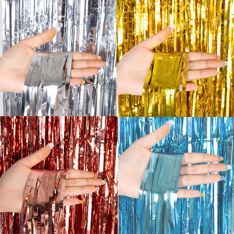 Tinsel Garland Decoration - Cortinas de Franjas Metálicas Baratas para