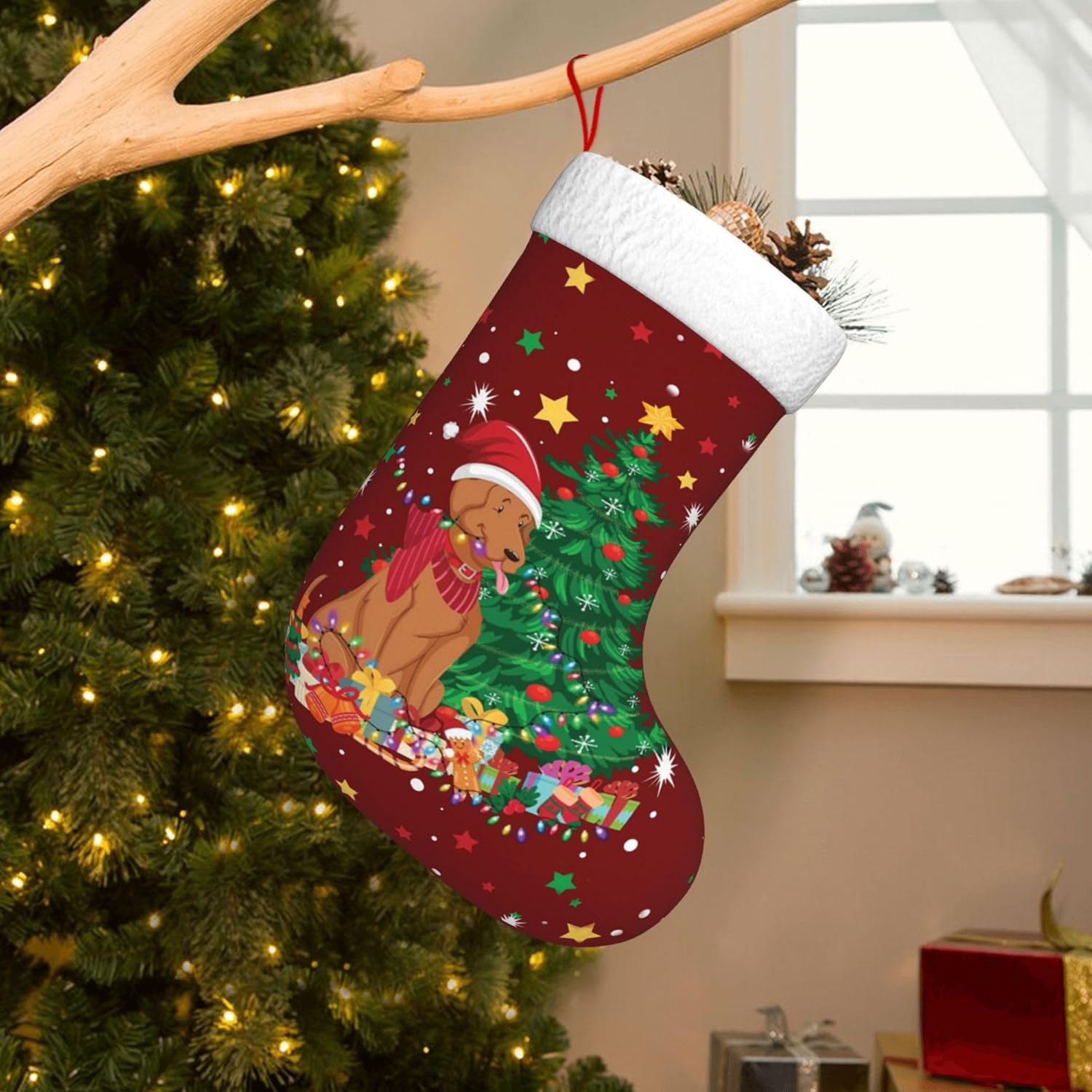 Christmas Stocking Hanging - Natal Dog Light Design 17,7