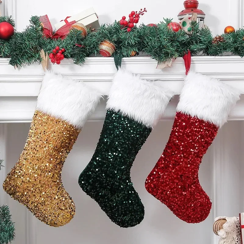 Meias de Natal com Lantejoulas - Christmas Stocking Hanging avaliação e preço