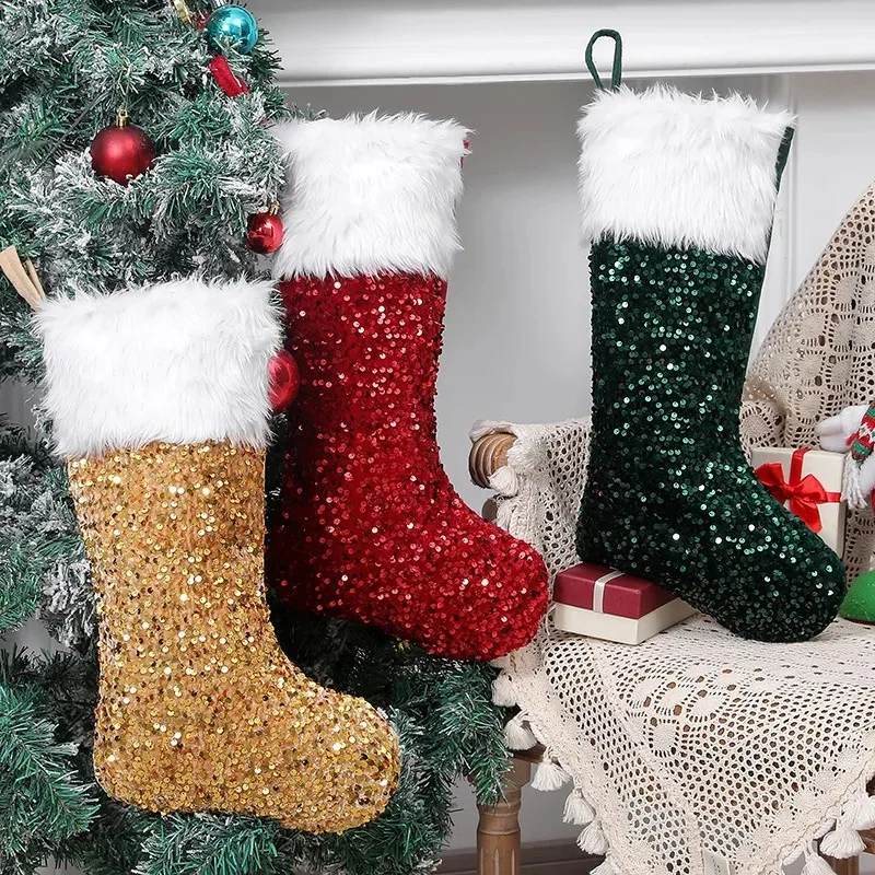 Meias de Natal com Lantejoulas - Christmas Stocking Hanging avaliação e preço