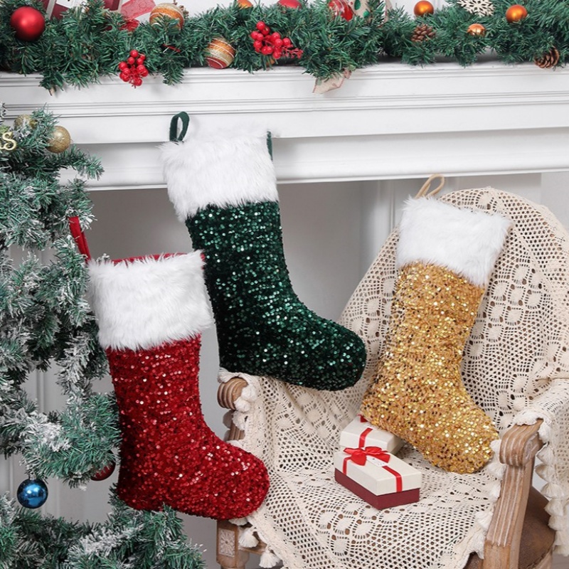Meias de Natal com Lantejoulas - Christmas Stocking Hanging avaliação e preço